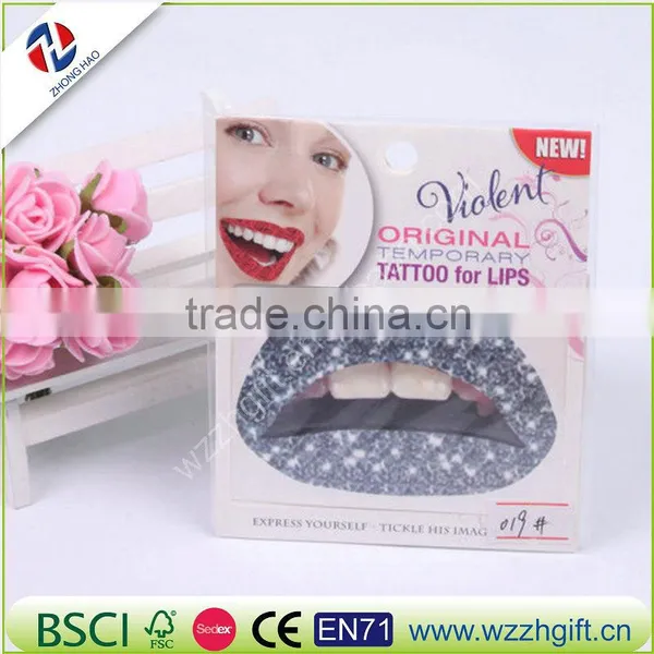New 2016 Body Painted TemporaryTattoo Fashion Stickers Mouthed Lip Shape Lip Prints A Spoof Arm photo-4