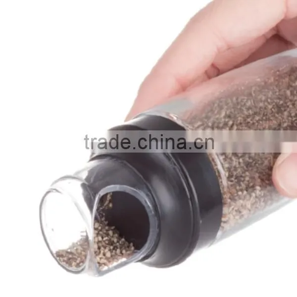 SINOGLASS 6 Pcs 90ml Measured Cap Glass Salt and Pepper Spice Jar Rack Set photo-3