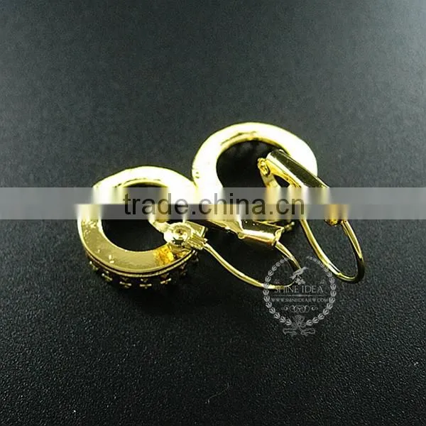 14MM Gold Plated Brass Round Crown Base Tray Pads Earrings Hoops,vintage Earrings DIY Supplies 1705038 photo-3