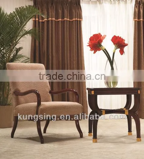 wood and fabric cafe tables and chairs