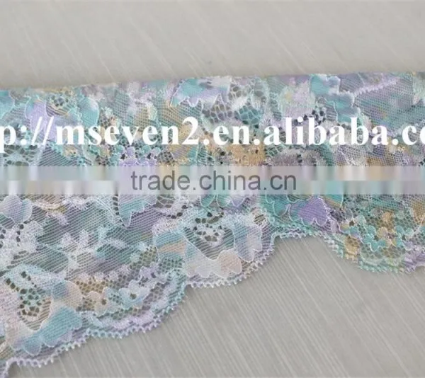 Beautiful Colorful African Lace Trimming Elastic Tulle Fabric 100% Nylon Lace photo-5
