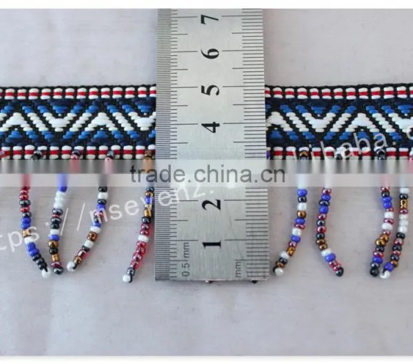 Hot Selling 5cm Width Polyester Ethnic Cheap Beaded Fringe Trim Wholesale photo-6