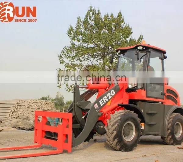 Qingdao Everun ER20 Front Loader Type Compact Wheel Loader With Wooden Forks photo-5