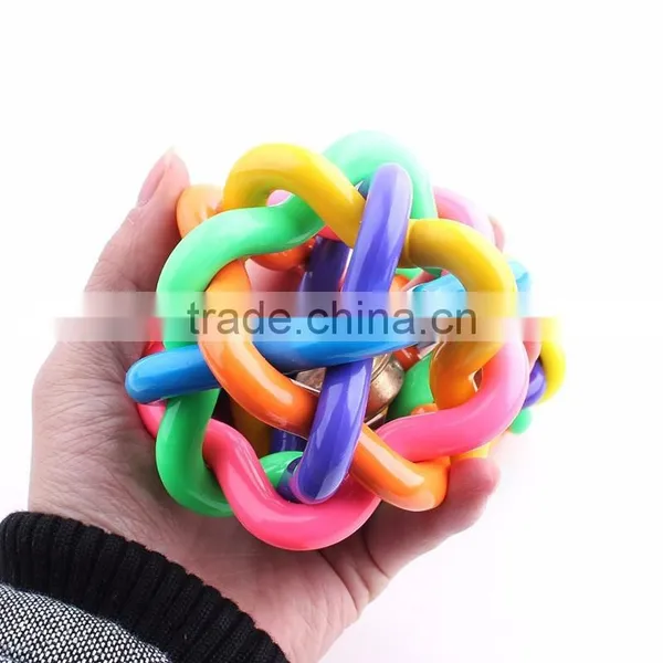 Pet Toys Color Woven Ball 7 Colours Bell Ball Large Size 10 CM photo-3
