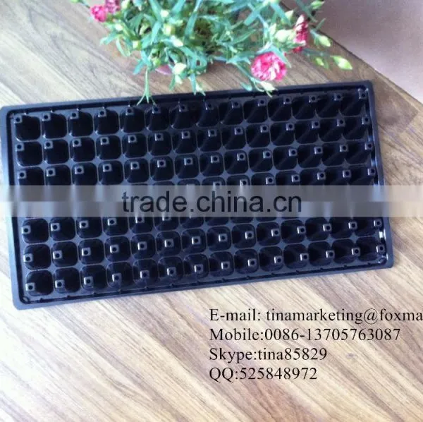 Custom Strong Quality Black Shining PS Plastic Flower Seed Starting Trays 98 Cell 530*280*55mm photo-3