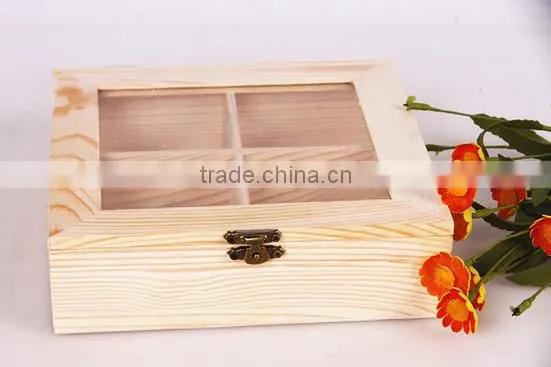 Recycled Wooden Tea Storage Box With Clear Glass Lid photo-2