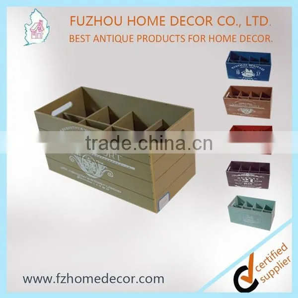 Distressed Wooden Storage Crate With Metal Handle photo-2