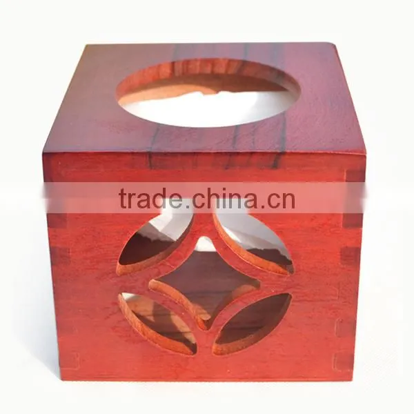 Customize Exquisite Openwork Carving Wooden Napkin Box, Desk Square Tissue Box photo-3