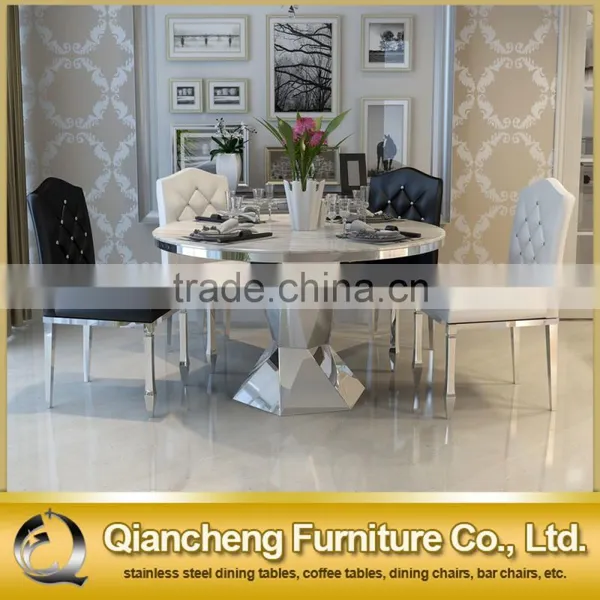 White Marble Top Round Dining Table Simple Designs photo-5