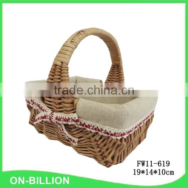 Handled Natural Wicker Decorating Flower Girl Basket photo-2