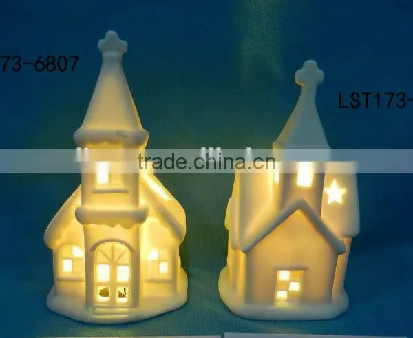 House Shaped Christmas Decoration Ceramic Christmas Light House photo-4