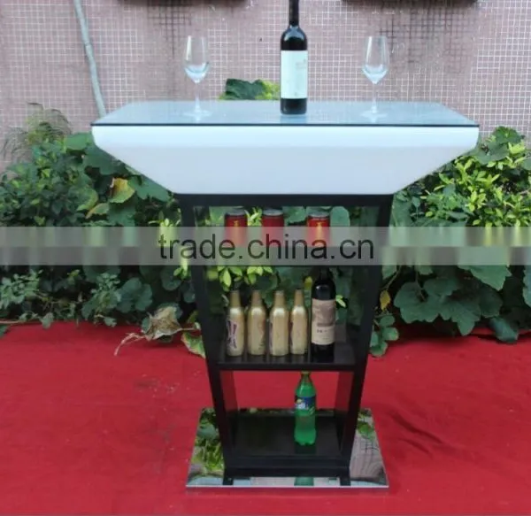 Led Illuminated Home Bar Counter With Stainless Steel Shelf photo-5