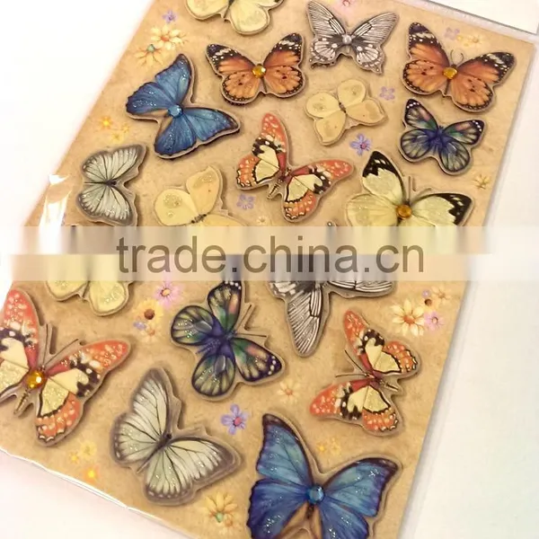 Butterfly Design Sticker With Glitter, Craft Decorative Shinny Glitter Sticker With Gems photo-2