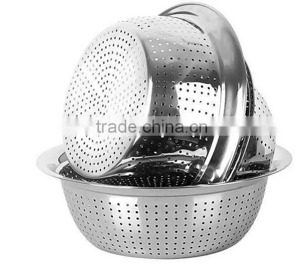 Metal Powder Coated Colander 3pieces in a Set Stainless Steel Fruit Wash Basket photo-4
