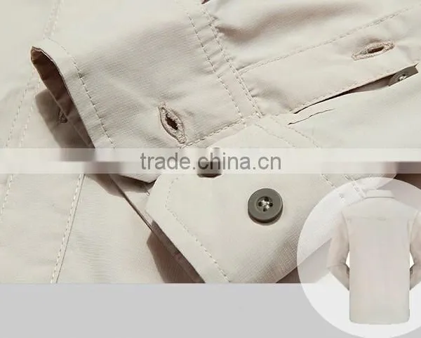 ZX Dual Function Men Shirts Outdoor Khaki Color Fishing Quick-dry Shirts With Long Sleeve photo-6