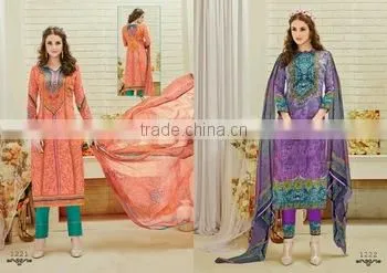 Designer Cotton Satin Printed Suits