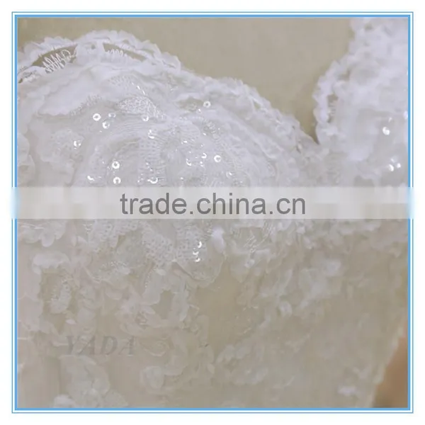 High Quality V-neck Ball Gown Beaded Bride White Wedding Dresses China photo-5
