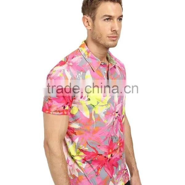 Latest Design Sublimated Full Summer Flower Printed Polo Shirt 100% Polyester Polo Shirt photo-4
