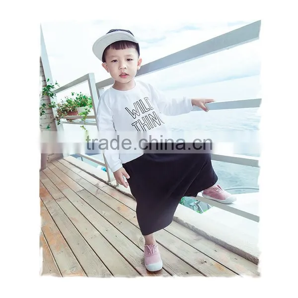 1-6 Years 2017 Wholesale Cotton Autumn Full Sleeves Letter Kids Boys Black White Shirts photo-2