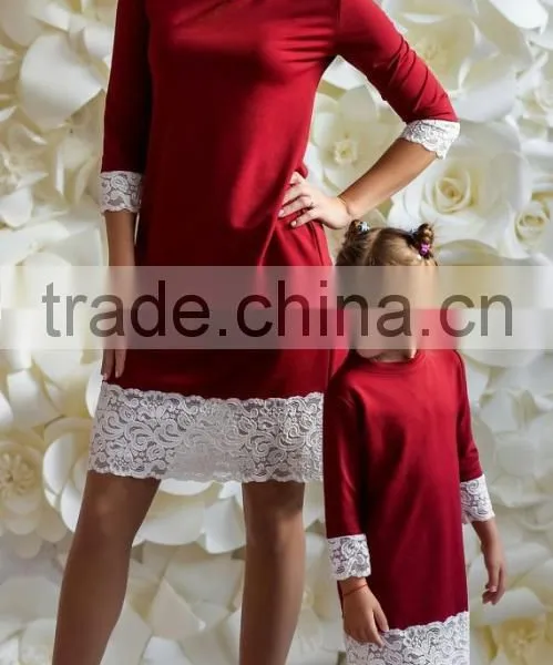 Mother Daughter Matching Dress Jersey Mom Baby Red Dress photo-2