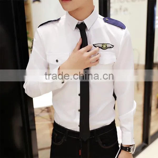 Juqian Cheap Fashion High Class OEM Cotton Man Airline Pilot Uniform Shirt Long Sleeve White Pilot Uniform Shirts Wholesale photo-4