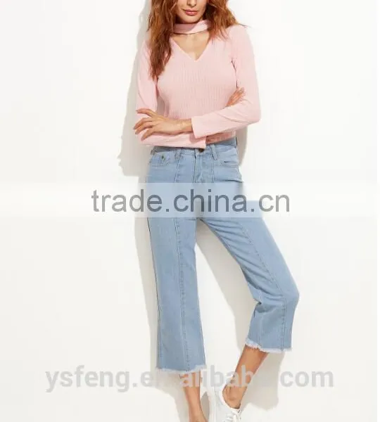 Latest Designs V-Neck Collar Woolen Sweater For Ladies photo-2