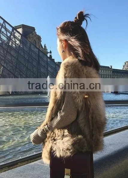 YRFUR YR725 Basic Style Raccoon Fur Gilet Women Hand Knit Fur Vest photo-4