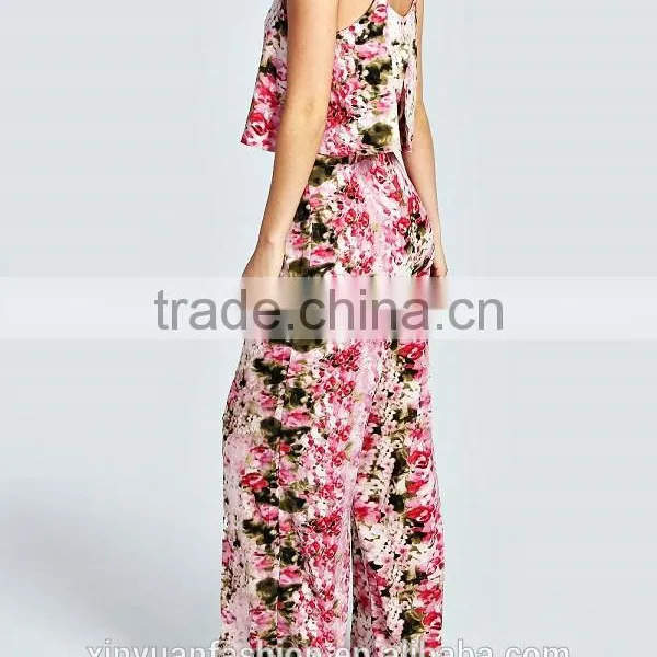 Floral Print Frill Top Strappy Women Jumpsuit for Women photo-3