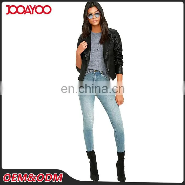 2017 Customed New Style Women Black Jacket Lady Winter Fancy Motorcycle Original Leather Jacket photo-6