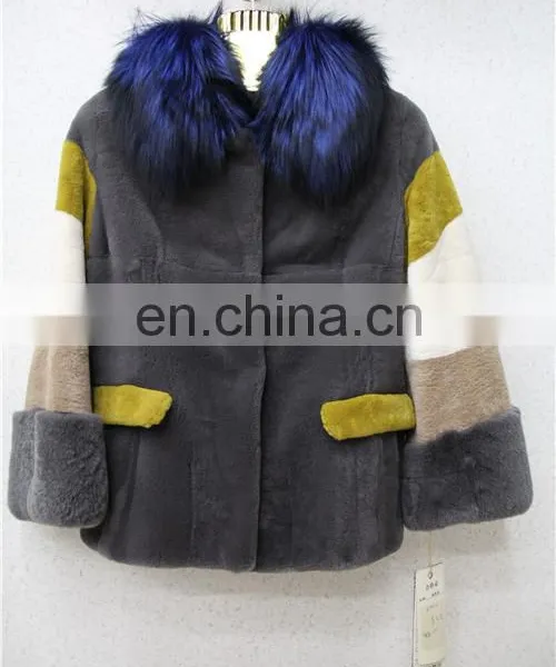 Factory Directly Women 100% Real Fur Coat Garment Dyed Rex Rabbit Fur Coat photo-3