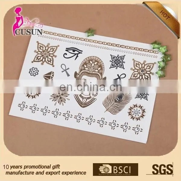 Wholesale Eco-friendly Tattoo Flash Women Sexy Gold Foil Flash Tattoo photo-5