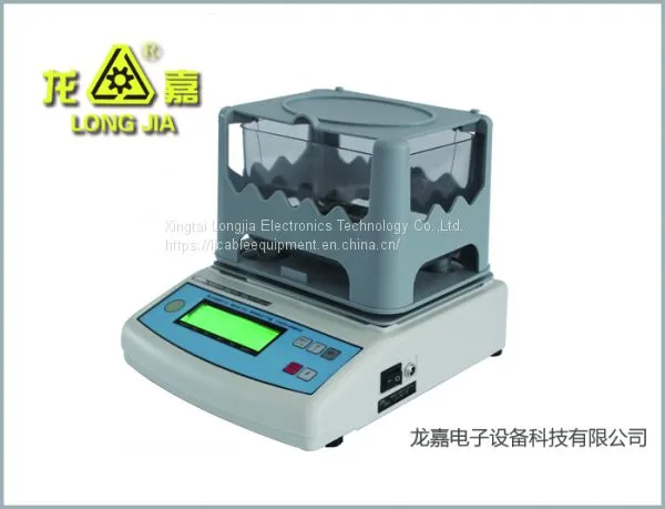 Measurement of specific gravity density of cable material by solid density meter