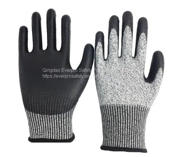 Anti Cut Level 5 13G HPPE Liner PU Dipped Nocry Cut Resistant Gloves With EN388 4543C photo-5