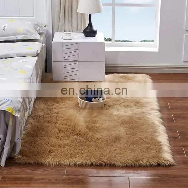 Factory Custom Luxury and Soft Faux Fur Rug White Lamb Rug Carpet photo-6
