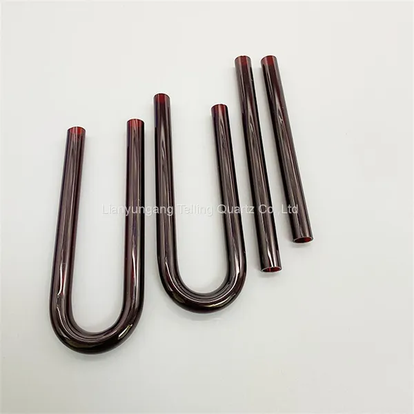 U-shaped Red Quartz Glass Tube Ruby Quartz Tube photo-2