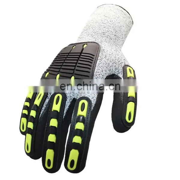 HPPE Sandy Nitrile Coated Oilfield Anti Slip Cut Resistant TPR Impact Protective Mechanic Work Safety Gloves photo-2