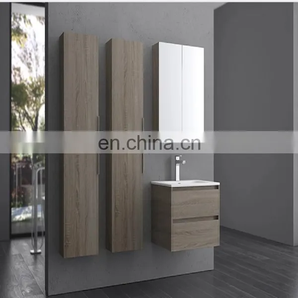 Factory Supply Wall Mounted Bathroom Cabinet Set With Basin Mirror and 2 Drawers Solid Wood Vanity photo-2