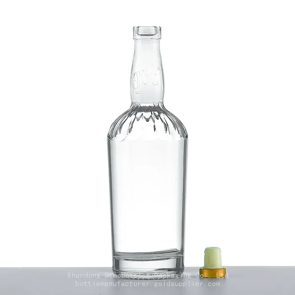 750ml 75cl Engraved Shoulder Whiskey Super Flint Glass Bottle Gold Supplier SinoBottles Packaging