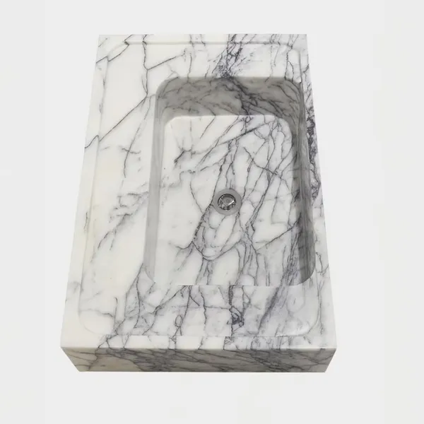 High Quality Xiang Xuemei Rectangular Marble Stone Factory Custom Vessel Sink Handmade Stone Vanity Bathroom Basin Hotels Villas photo-2