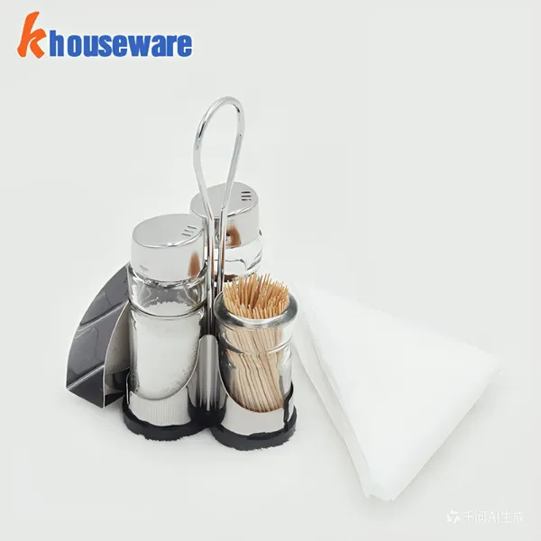 CLASSIC SALT PEPPER TOOTHPICK AND NAPKIN HOLDER SET