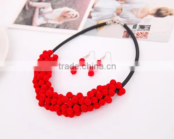 Wholesale New Arriva Personality Statement Jewelry Set Warm Plush Leather Chain Necklace Set photo-3