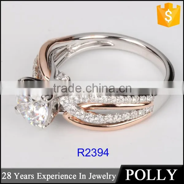 2016 High Quality 925 cz Wedding Ring Rose Gold Plated Jewelry