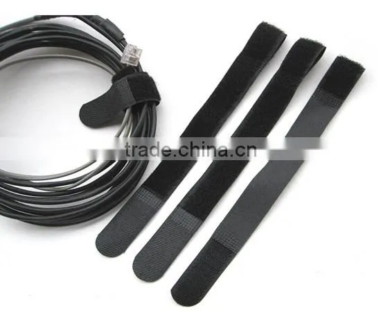 Black Reusable Hook And Loop Tape Cable Ties Tidy Straps Organiser photo-4