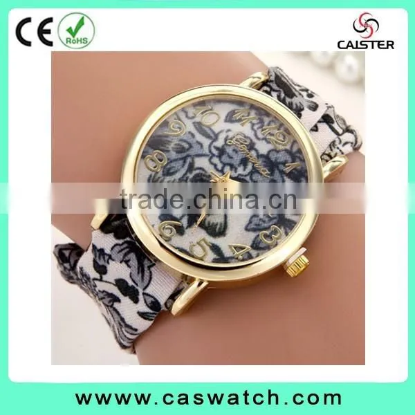 2016 Geneva Style Floral Ribbon Watch, Gold Plated Flowery Face Lady Watch, Vogue Hot Fashion Lady Watch photo-4
