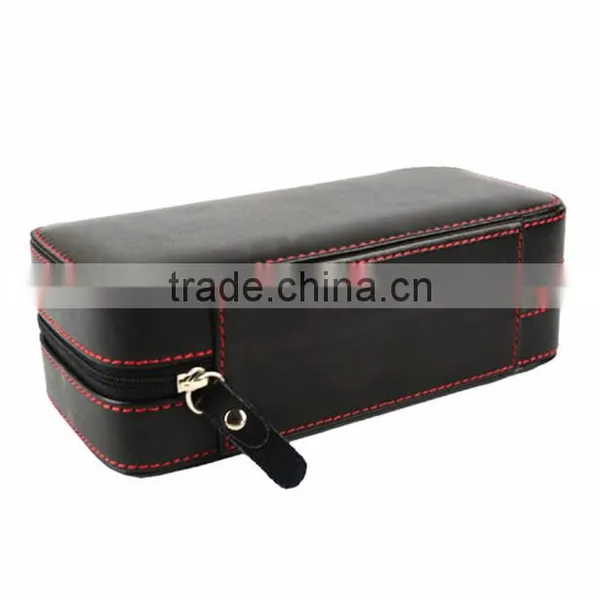Hangzhou Manufacturer Custom 8 Slot Black Leather Watch Storage Box With Zipper photo-3