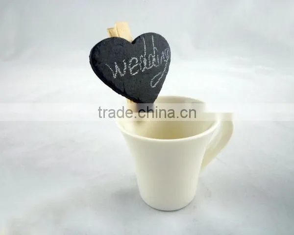 Heart Shape Dark Black Slate Label Clip photo-2