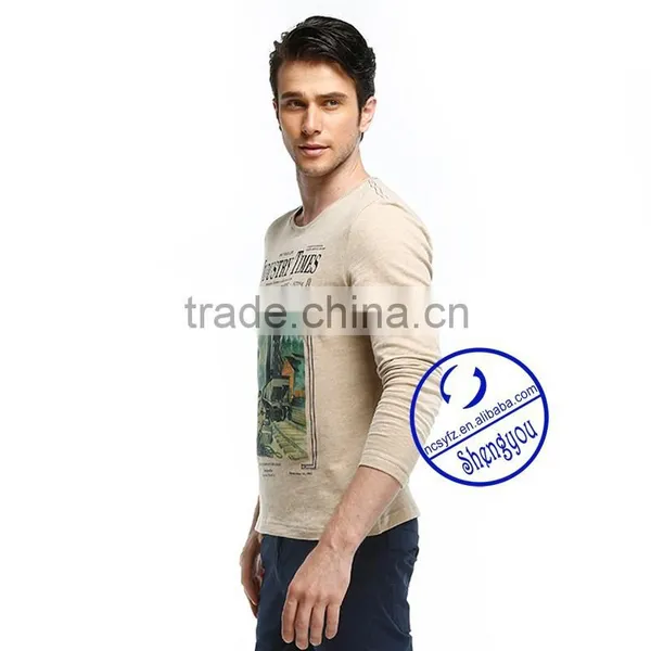 2015 China Supplier Custom Long Sleeve Mens Plain t Shirt photo-3