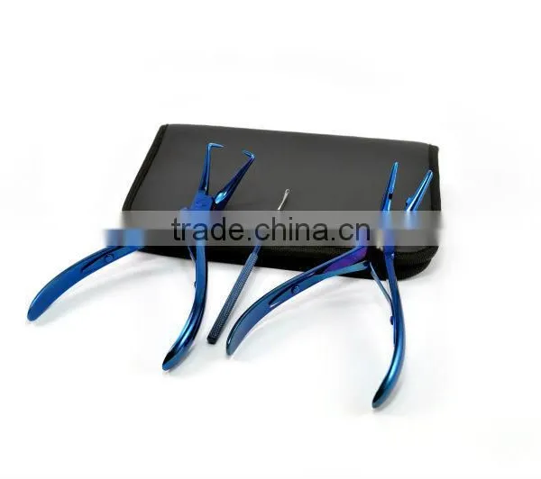 Professional Blue Titanium Color Hair Extension Tools Kit photo-2