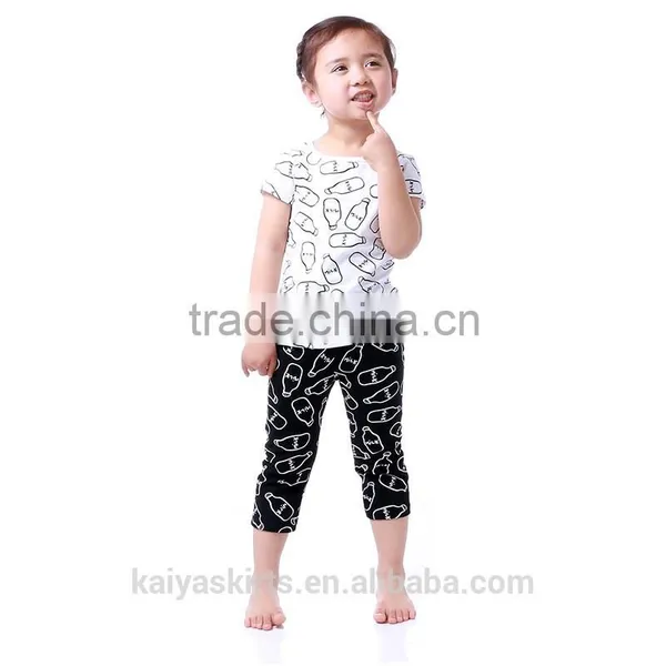 2016 Kaiya Cotton Short T-shirt and Pant Summer Kids Clothes photo-2