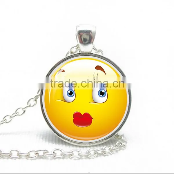 Womens Novelty Emoji Glass Time Gem Pendant Necklace for Friends Gift Idea photo-3